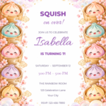 Rainbow Steamer Party birthday invitation with editable sample text.