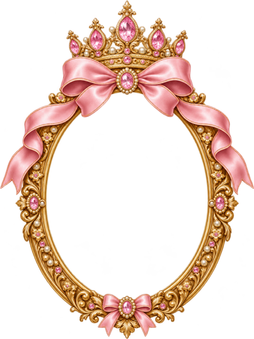 Pink Princess Crown Frame with transparent centre