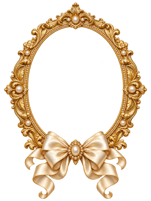 Champagne Bow Wedding Frame with transparent centre