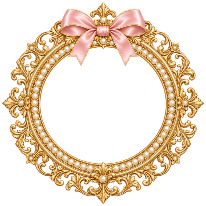 Pearl Coquette Round Frame with transparent centre