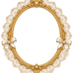 Ivory Lace Gold Oval Frame with transparent centre