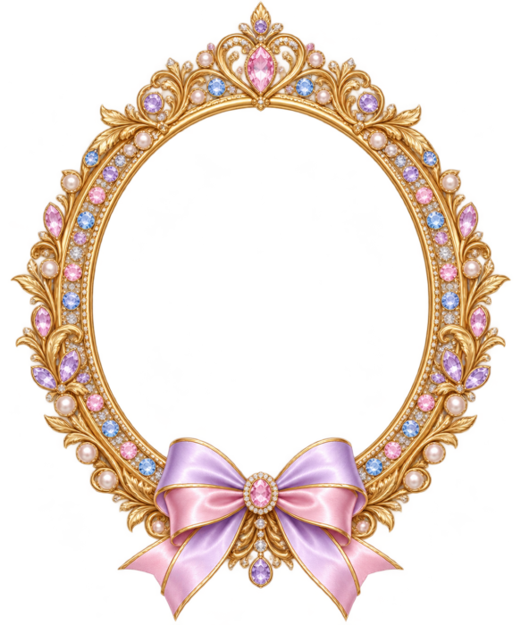 Pastel Rainbow Princess Oval Frame with transparent centre