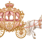 Pink Princess Horse Carriage PNG with Pink and Gold detailing