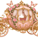 Rose Butterfly Fairytale Carriage PNG with Pink and Gold detailing