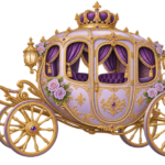 Lavender Quinceañera Carriage PNG with Lavender and Gold detailing