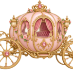 Pink Pumpkin Crown Coach PNG with Pink and Gold detailing