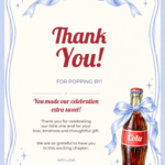Lavender Stripe Bow Ready to Pop Thank You Card with matching soda bottle and bow artwork