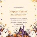 Happy Haunts Kids Halloween Party Invitation with sample editable event details