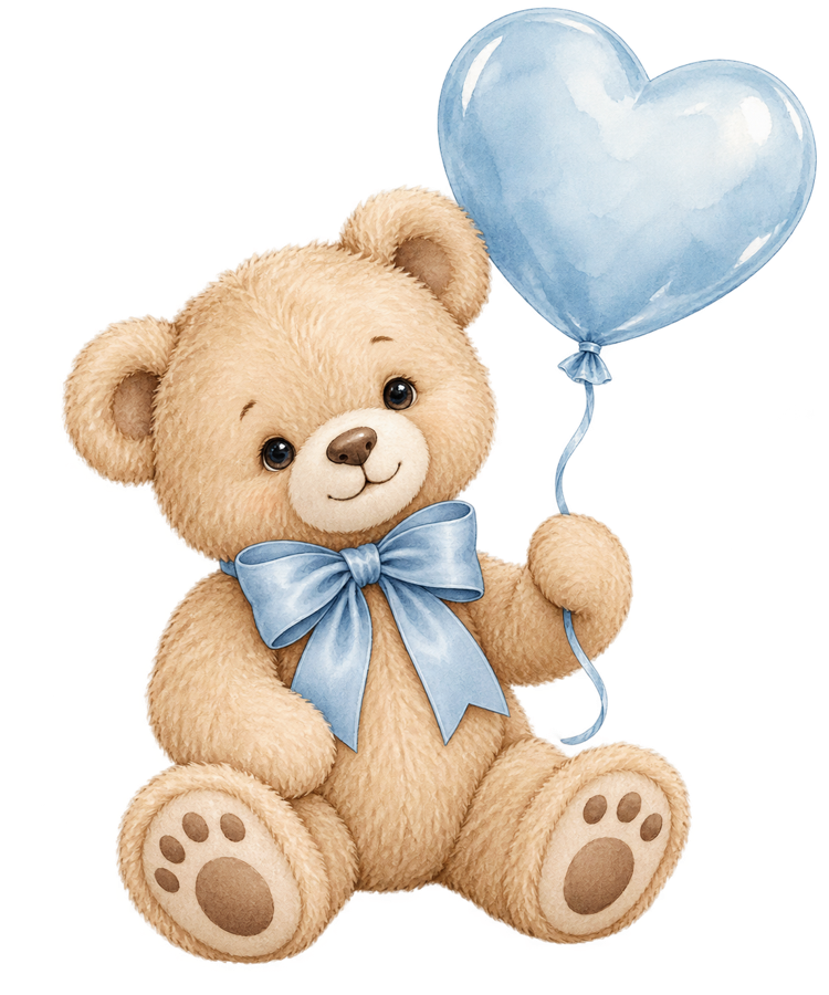 Teddy Bear Heart Balloon PNG on transparent background