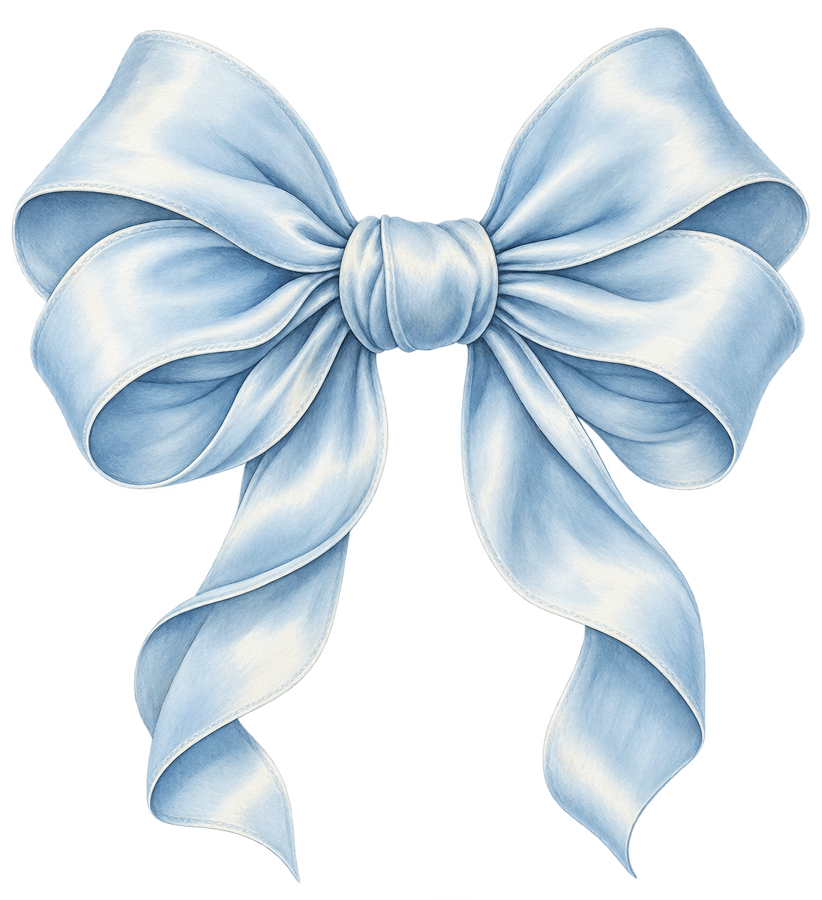 Blue Coquette Bow PNG on transparent background
