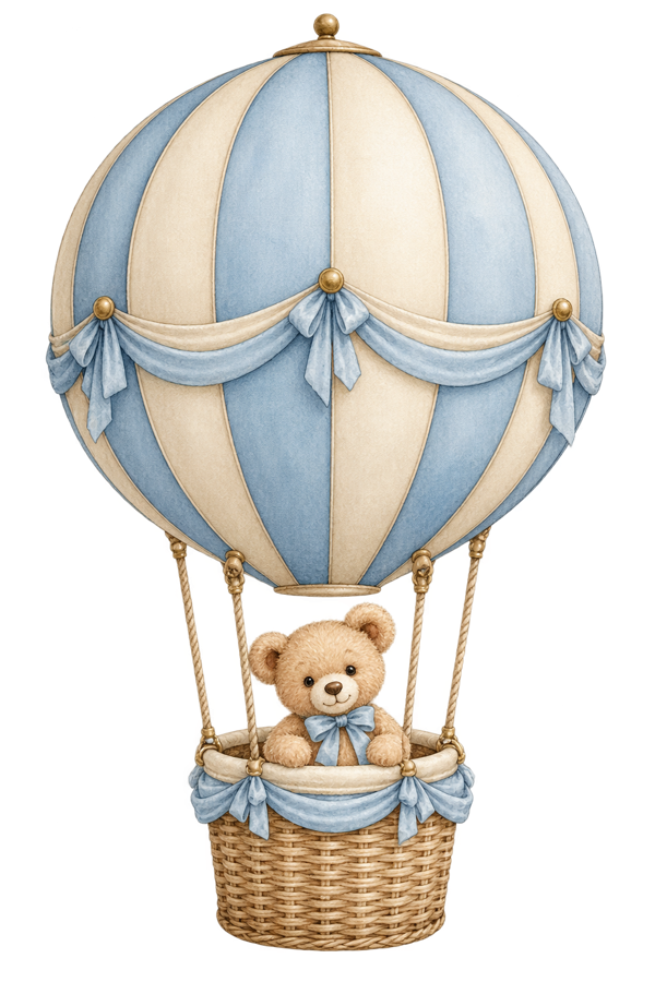 Teddy Hot Air Balloon PNG on transparent background