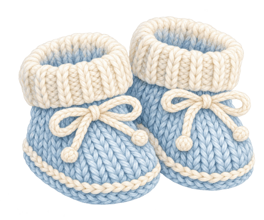 Blue Knitted Baby Booties PNG on transparent background