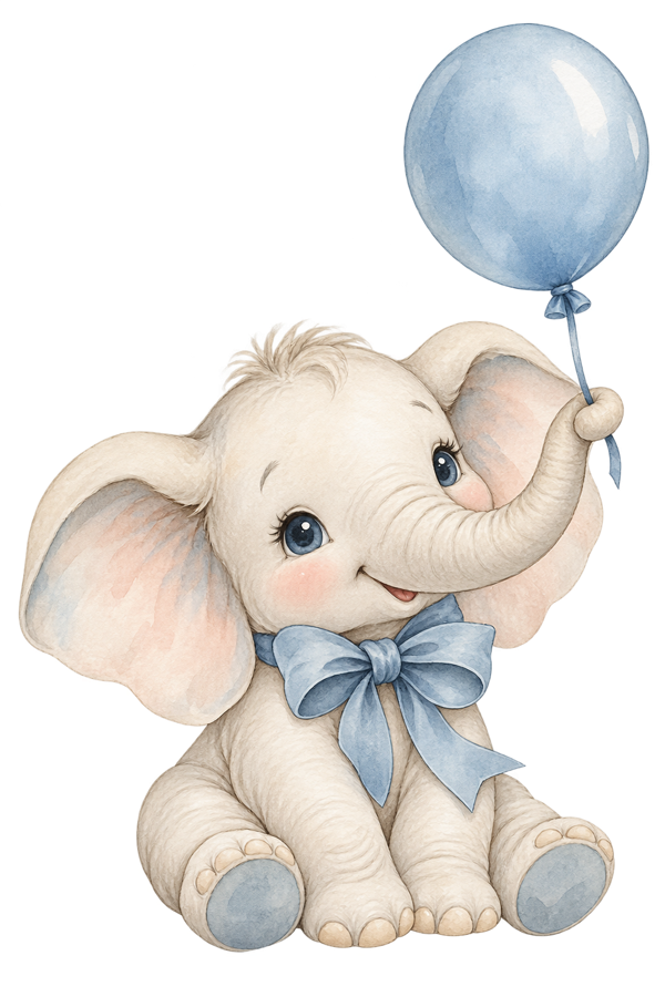 Baby Elephant Balloon PNG on transparent background