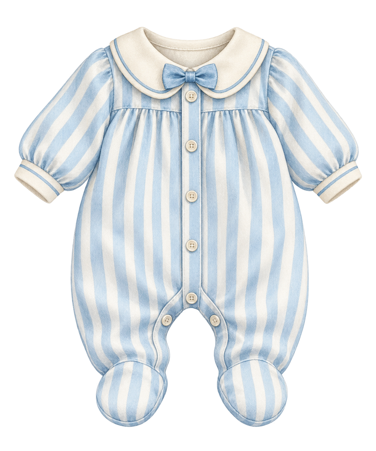 Blue Striped Baby Romper PNG on transparent background