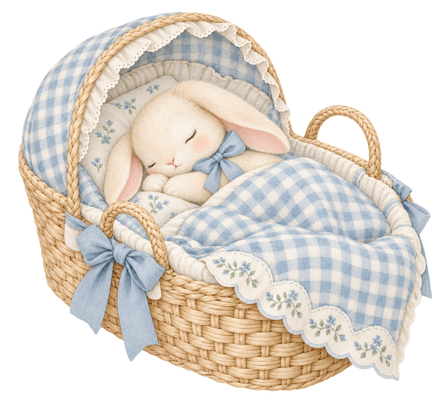 Sleeping Bunny Bassinet PNG on transparent background
