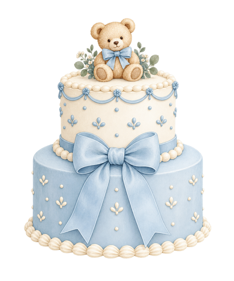 Blue Baby Shower Cake PNG on transparent background