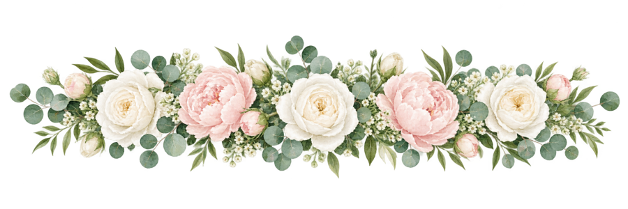 Watercolor rose and peony garden border PNG on transparent background