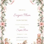 Pink Sugar Plum Christmas Baby Shower Invitation with stylish script and serif event wording