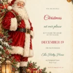 Vintage Santa Christmas Celebration Invitation with stylish script and serif event wording
