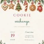 Watercolor Christmas Cookie Exchange Invitation with stylish script and serif event wording