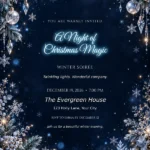 Winter Sparkle Christmas Party Invitation with glowing A Night of Christmas Magic headline
